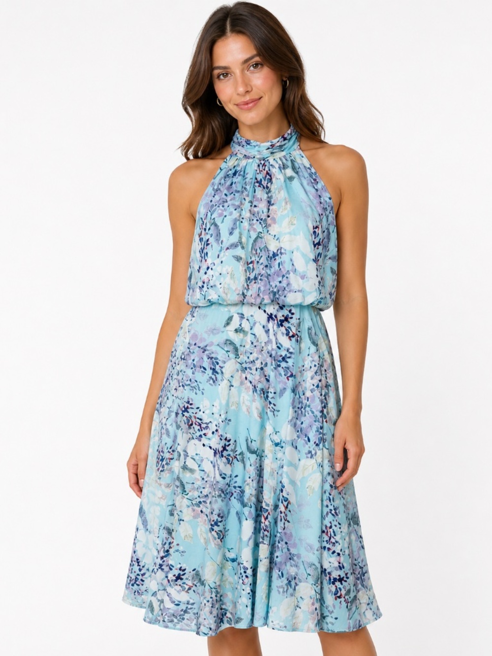 Adrianna Papell - Watercolor Floral Midi‎ Dress